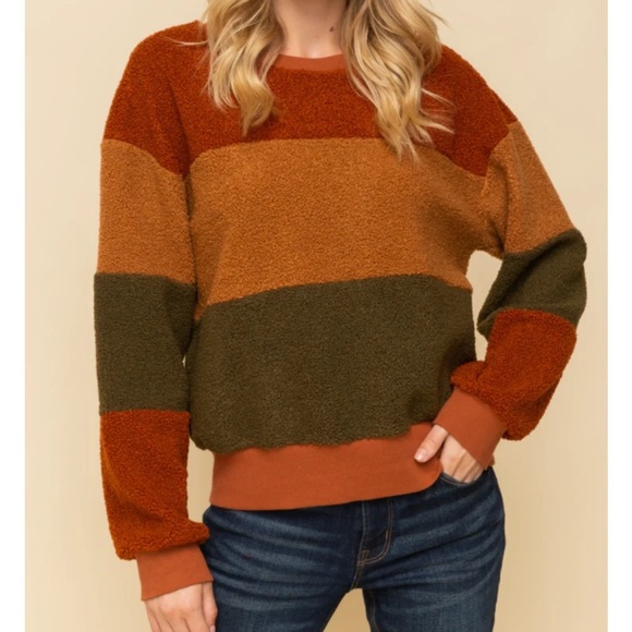 Fall Sweater! Orange, green, and taupe colored sweater. - Picture 3 of 7